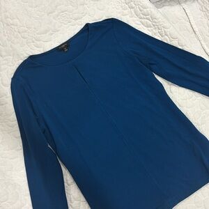 Talbots Petites Blue Keyhole Blouse Top Shirt